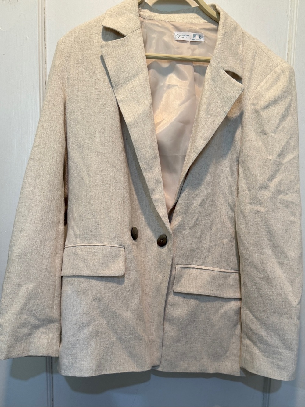 Oversized Primark Cream Double-Button Linen-Blend Blazer